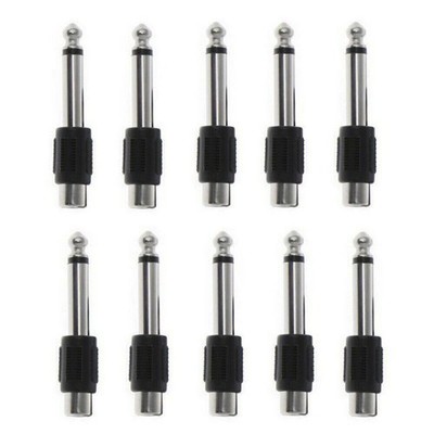 10Pcs/lot 6.3mm 1/4'' Male Mono Plug to RCA Female Jack Audio Stereo Adapter
