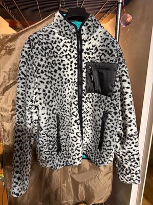 Supreme White Leopard / Teal Fleece Reversible Jacket from F/W 2017 Size Large