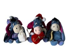 Lot of 3 Disney Store Bean Bag Eeyore Cupid Santa Plum Fairy Plush Toy