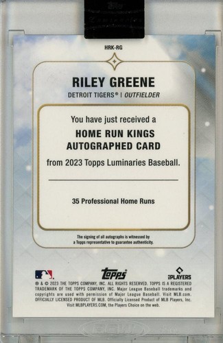 2023 Topps Luminaries Riley Greene Home Run Kings Auto Red 10/10 - Bild 2 von 2