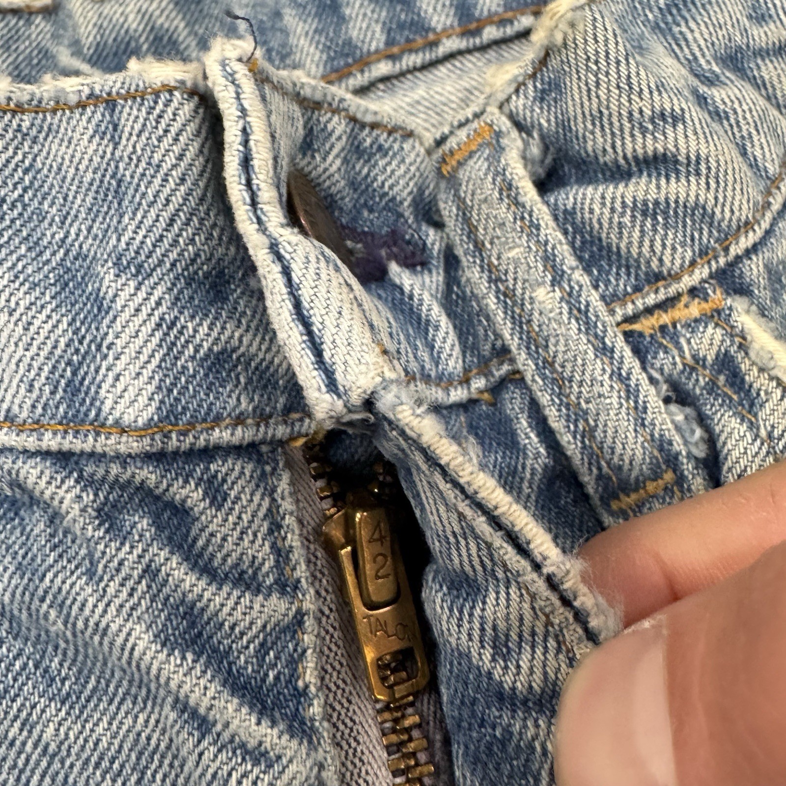 VTG  Levi’s 646-0217 Flare Bottom Jeans Orange Tab sz 27x32 70s Patchwork Hippy thumbnail 3