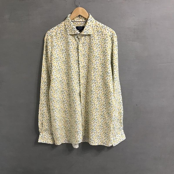 Men Eton Shirt Multicolor Linen 44 / XXL / 52