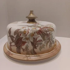 Doulton Burslem Cheese Keeper Dish & Lid Signed Hand painted Vtg Rare 