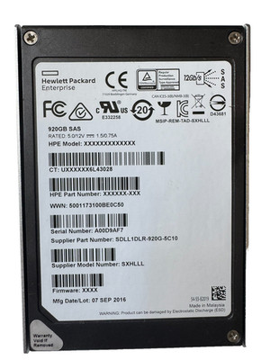 HP Enterprise SanDisk 920GB 2.5'' SAS SSD 12Gbps/512B/s/Low HRs/ Great HEALTH-92%