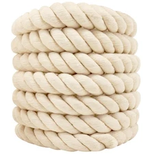 Twisted Cotton Rope (1 in x 10 ft) Natural Thick White Rope for Nautical, Lan...