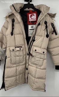 Canada Weather Gear Girls Tan Fur Trim Long Sleeve Pockets Puffer Coat Size L