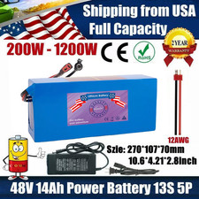 48V 14Ah Lithium Li-ion Battery 500W 750W 1000W 1200W Ebike Electric Bicycles