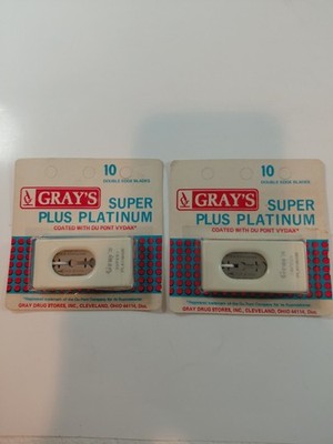 20 Gray's Super Plus Platinum Double Edge Razor Blades Vydax Coated Vintage NOS