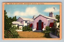 Brentwood Heights CA, Home Gary Cooper, California c1948 Vintage Postcard