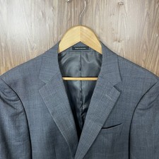 Joseph and Feiss Sport Coat Mens 42R Gray Brown Plaid Windowpane Wool