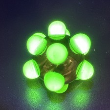Contemporary Handmade Art Glass Hobnail Marble 1.35" UV Reactive Green Dark Core