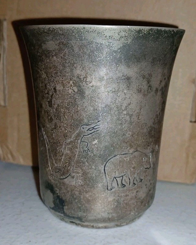 Vintage 50’s Napier Silver Plated Child Cup - Zoo Animal Parade Design 6oz.