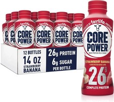Core Power Protein Shake, Strawberry Banana, 26g Bottle, 14oz, 12 Pack
