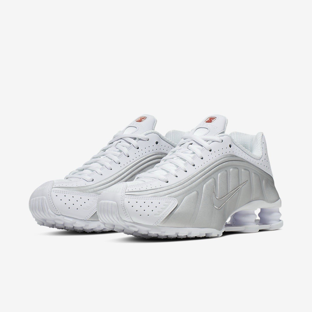 Nike Shox R4 White Metallic Silver Running Sneakers AR3565-101