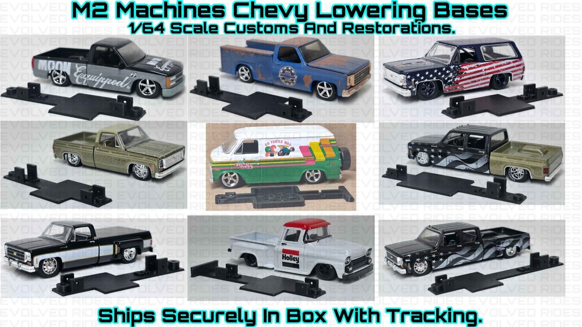 2 Basi Abbassate M2 Per Chevy Corpo Quadrato - Posa Slammata Personalizzata Scala 1:64