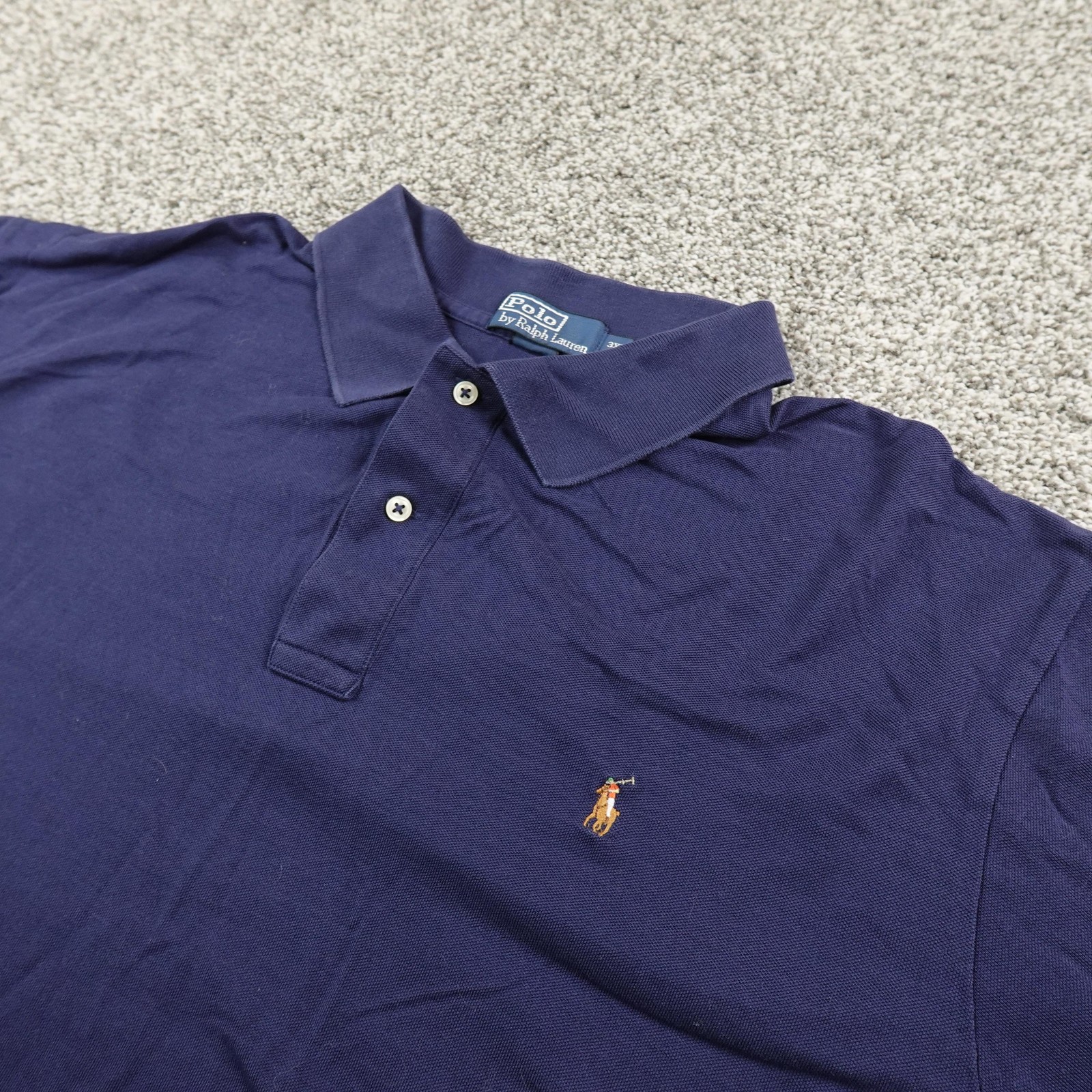 VTG Ralph Lauren Polo Shirt Mens 3XB Blue Pony Pima Cotton Golf Short Sleeve Top