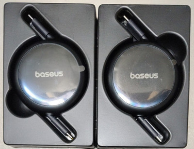 2x Baseus Nomos Retractable Charging Cable USB-C to USB-C 5 feet 100W Cosmic BK