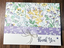 Stampin Up Card Kit Thank You Cards Hand Penned Purple - Makes 4 Cards