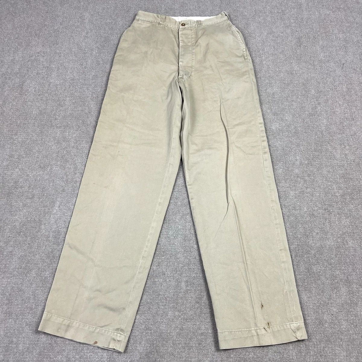 Vintage 40s 50s US Military Cotton Khaki Chino Pants Men 27x31
