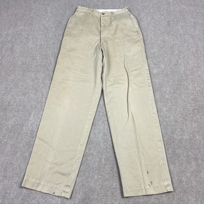 Vintage 40s 50s US Military Cotton Khaki Chino Pants Men 27x31 Vintage 40s 50s US Military Cotton Khaki Chino Pants Men 27x31