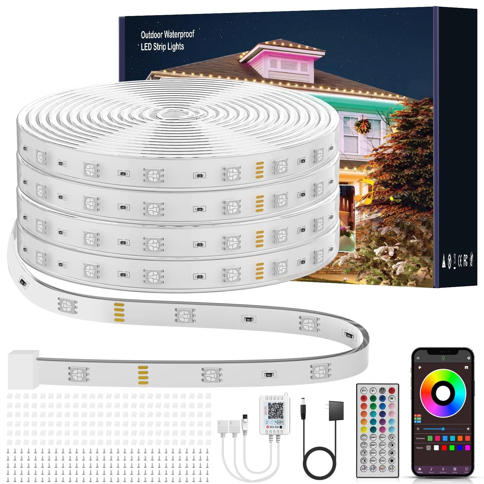 300ft Waterproof LED Strip Lights, IP68 RGB Rope Lights with Remote & App Contro