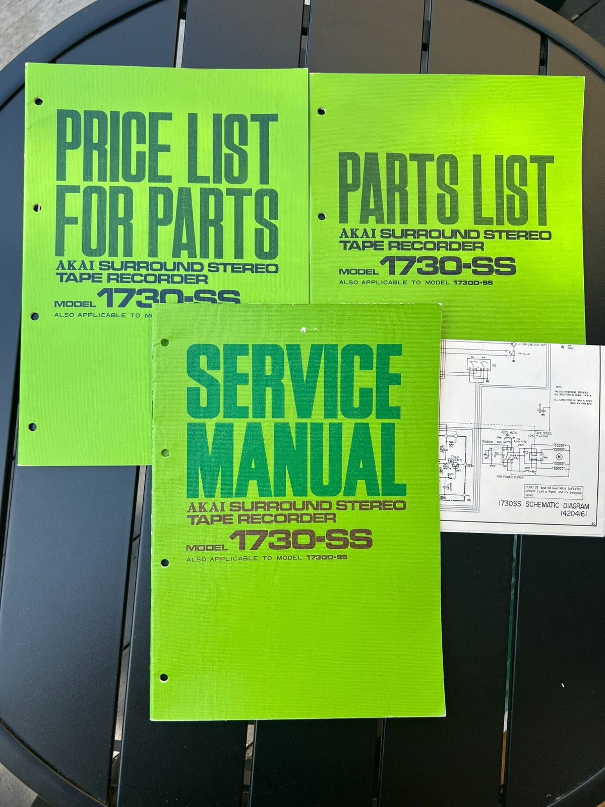 Original AKAI 1730-SS Tape Recorder Service Manual / Schematic / Parts List