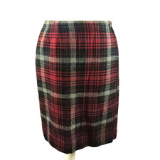 Herman Geist Vintage Plaid Wrap Around Skirt Size 8 Wool Blend