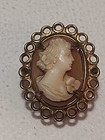 Vintage Cameo Collar Brooch Pin Gold Tone Beautiful Mini Cameo .75 — photo 2