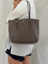 Coccinelle Taupe Saffiano Tote Bag Leather Women fit 13 inches laptop