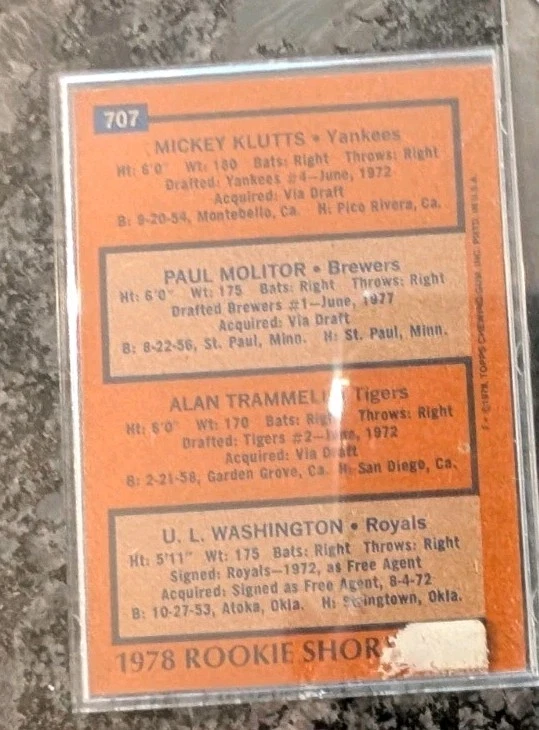 1978 Topps Rookie Lot Trammell, Morris, Whitaker, Parrish Tigers, W/ Dale Murphy - Image 2 of 4