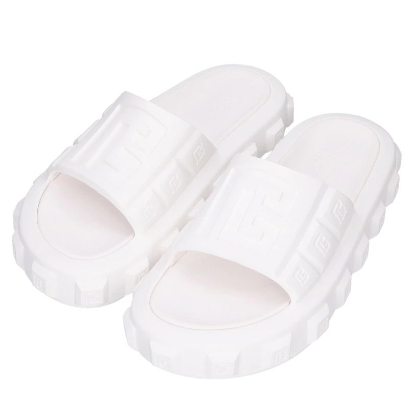 SAOLA Sandali Balmain bianchi EVA slide 42 US logo goffrato suola spessa usati