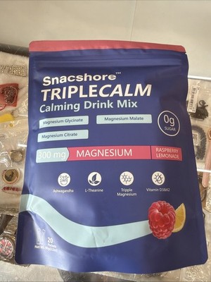 Snacshore TripleCalm Magnesium Drink Mix 20 Packets Raspberry Lemonade New