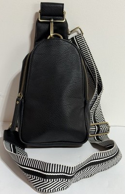 Anthropologie Women s Urban Originals Liberty Crossbody Bag Black Vegan Leather