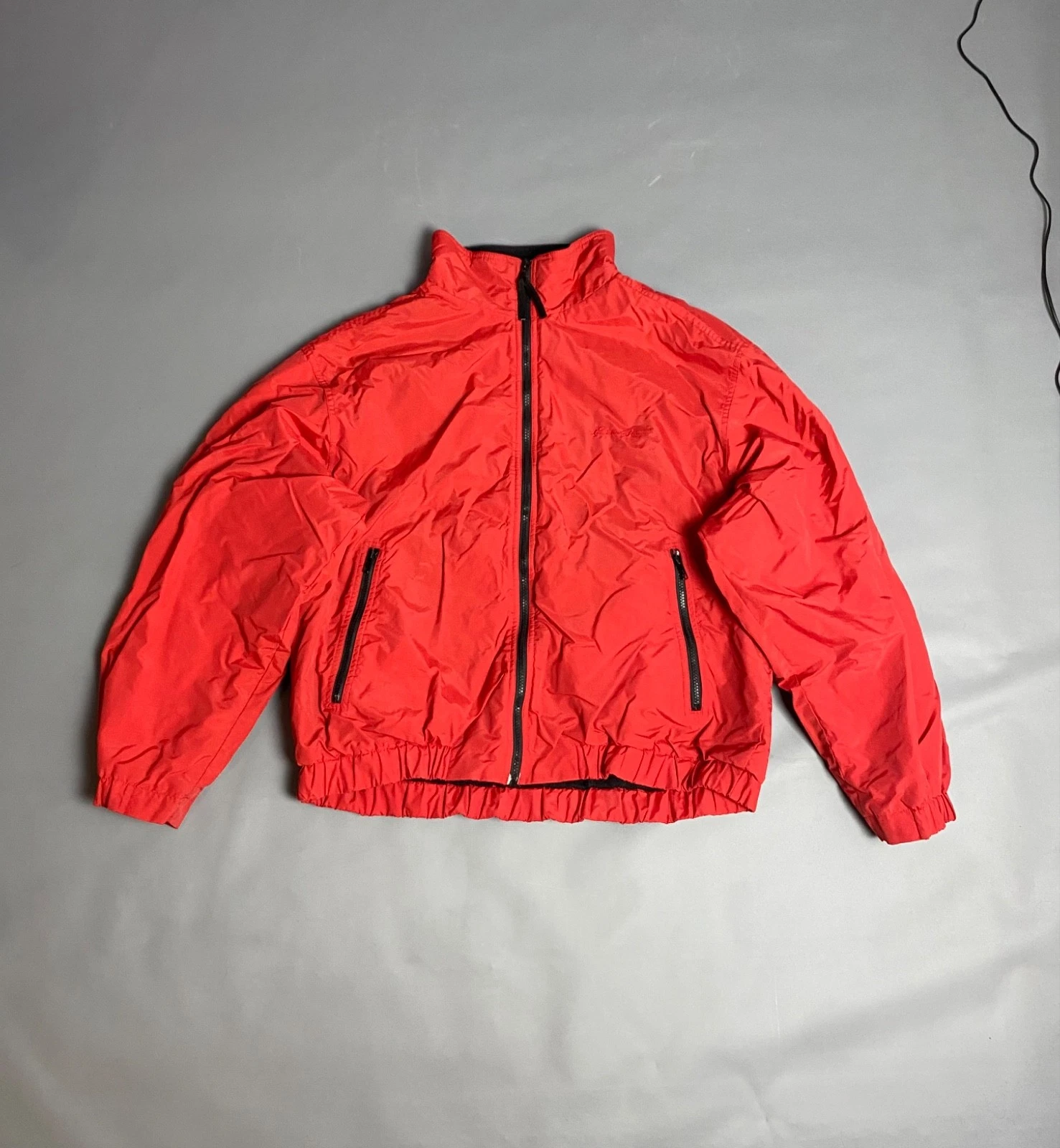 Vintage 90s Eddie Bauer Polartec Nylon Red Windbreaker Jacket Mini Logo Mens L
