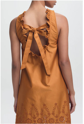 NWT KIKA VARGAS Fran Dress Caramel Eyelet Scallop Edge Embroidery sz 4