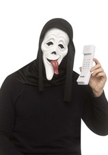 Adult Ghost Face Wassup Mask Phone Costume Kit