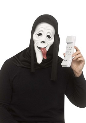 Adult Ghost Face Wassup! Mask & Phone Costume Kit