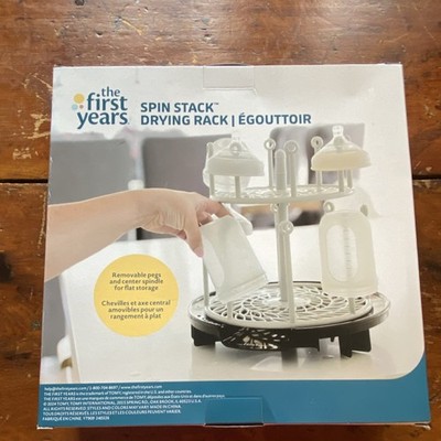 The First Years Spin Stack Spinning Bottle Drying Rack, Removable Pegs, Gray/Bl 