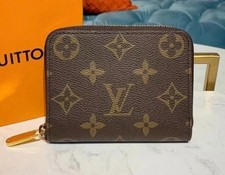 Louis Vuitton Mini Wallet Monogram Brown Small Zippy Zip Coin Card Purse/.,
