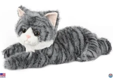 Gray Tabby Cat Stuffed Animals, Microwavable Stuffed Animal Adorable Fluffy Cat