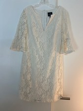 Adrianna Papell Cream Lace Bell Sleeve Size 10