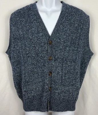 Vintage 90s Jantzen Blue Heather Knit Cardigan Sweater Men s Large Made In USA