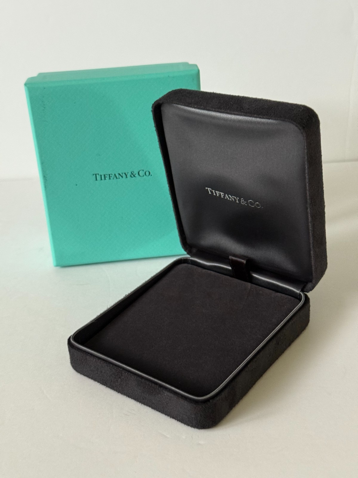 Tiffany & Co Black Suede Earrings Empty Jewelry Presentation Box