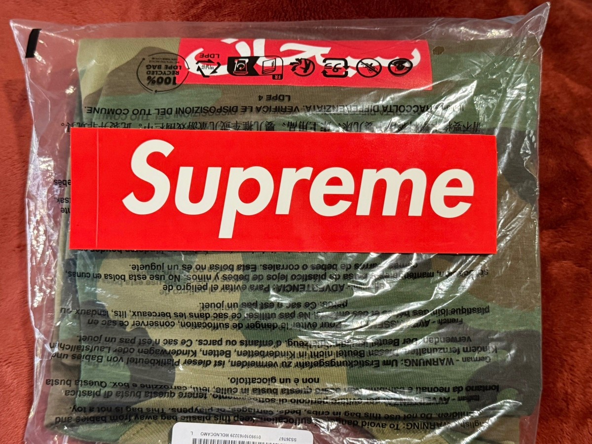 Supreme Arabic Box Logo Tee Woodland Camo Size LARGE S/S 26” Week