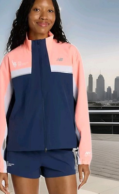 #ad New Balance Official Womens NYC Marathon 2025 Jacket Navy Pink Reflective Sz SM $69.99