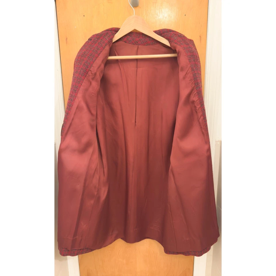 Abrigo Harris Tweed Vintage Años 60 Para Mujer 100% Lana Virgen Escocesa Rojo Foto 3 de 4