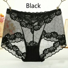 Donna Slip Velato a Rete Pizzo Intimo Floreale Mutande Vita Alta Slip