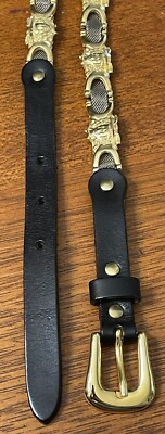 Twiggy Firenze Made In Italy Gold & Silver Leather Thin Belt  display picture 2