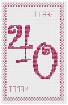 40th Birthday Pink Cross Stitch Card Kit or Pattern - by Florashell