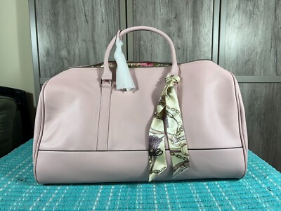 NEW Ms Lovely Women DUFFLE BAG Carry-On Pink Crossbody Floral Lining Scarf